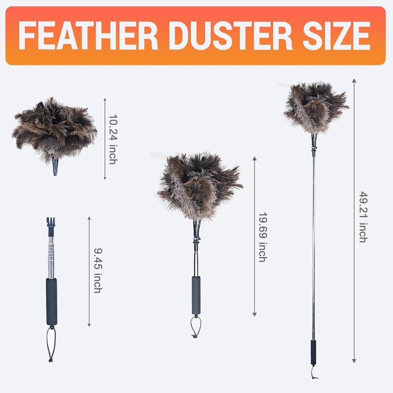 Cede noo Luxury Black Curved Feather Duster, Extendable Ostrich Feather Cleaning Tool for High Ceilings, Furniture, Blinds, Walls, Soft Fluffy Long Handle Dusting(A13-Black) - Image 4